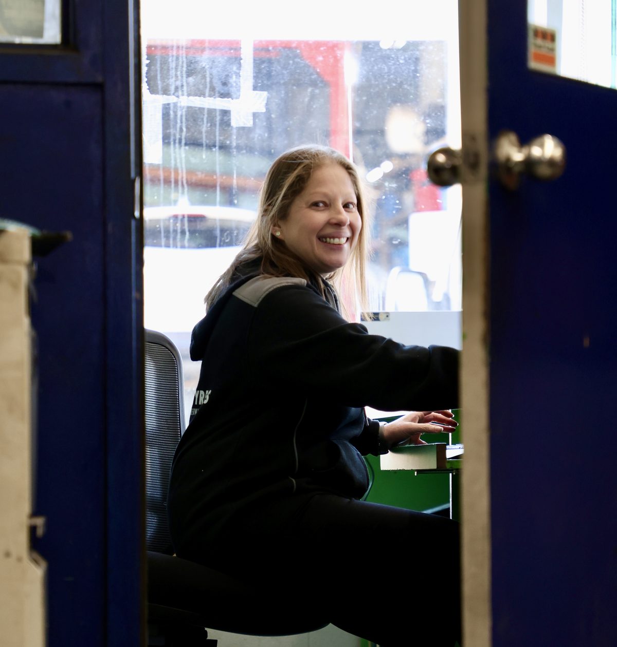 The office door at Manson's Tyres, Berwick
