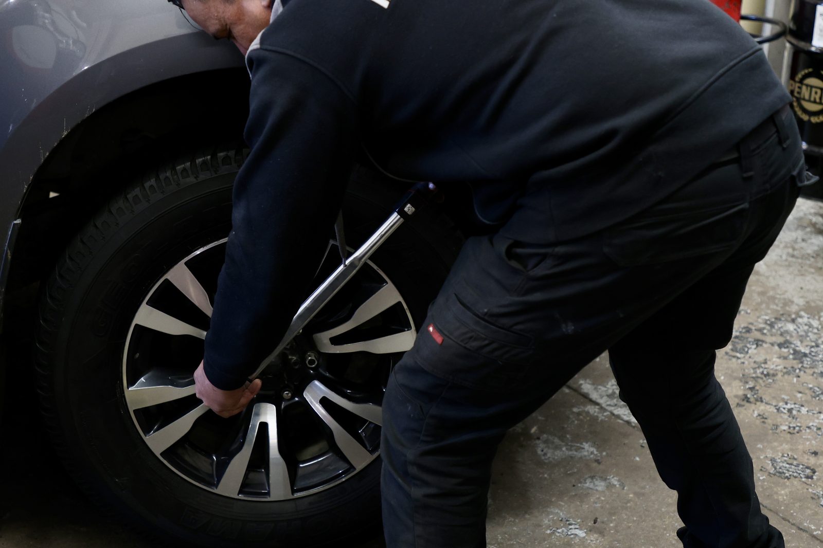An alloy wheel torqued by hand after a fit